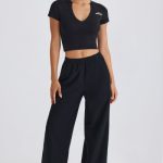 Petite Straight-Leg Joggers in Black