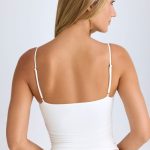 Modal V-Neck Ruched Camisole Top in White - Image 5