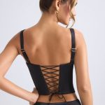 Lace-Up Corset Top in Black - Image 2