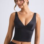 Lace-Up Corset Top in Black - Image 4
