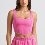 Corset Crop Top in Hot Pink