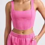 Corset Crop Top in Hot Pink - Image 4