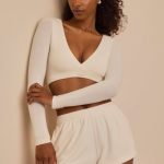 Brushed Jersey Elasticated Mini Shorts in Ecru - Image 10