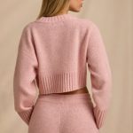 Cropped Knit Jumper in Blush Pink - Image 2