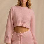 Cropped Knit Jumper in Blush Pink - Image 5