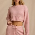 Cropped Knit Jumper in Blush Pink - Image 7