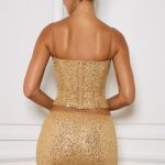 Embellished Mid-Rise Micro Mini Skirt in Gold - Image 2