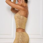Embellished Mid-Rise Micro Mini Skirt in Gold - Image 3