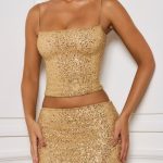 Embellished Mid-Rise Micro Mini Skirt in Gold - Image 4