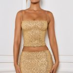 Embellished Mid-Rise Micro Mini Skirt in Gold - Image 7