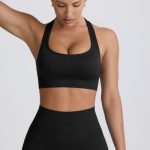 Super Sculpt Seamless T-Back Sports Bra in Black - Image 6