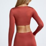 Hardware Detail Crop Top in Auburn Brown - Image 2