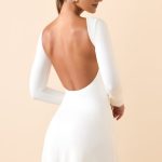 Modal Ruched Open-Back Mini Dress in White - Image 2
