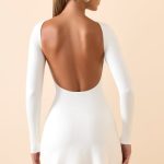 Modal Ruched Open-Back Mini Dress in White - Image 7