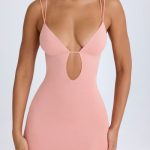 Cut-Out Open-Back Mini Dress in Apricot Pink - Image 4