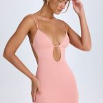 Cut-Out Open-Back Mini Dress in Apricot Pink - Image 5