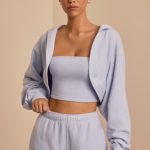 Brushed Jersey Hooded Cropped Shrug in Soft Blue