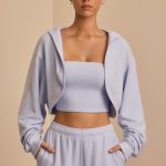Brushed Jersey Hooded Cropped Shrug in Soft Blue - Image 7