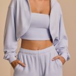 Brushed Jersey Hooded Cropped Shrug in Soft Blue - Image 10