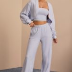Brushed Jersey Hooded Cropped Shrug in Soft Blue - Image 11