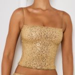 Embellished Square-Neck Top in Gold - Image 5