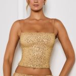 Embellished Square-Neck Top in Gold - Image 6