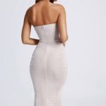 Hardware Detail Cut-Out Midaxi Dress in Sky Grey - Image 2
