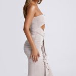 Hardware Detail Cut-Out Midaxi Dress in Sky Grey - Image 3