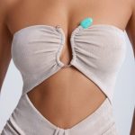 Hardware Detail Cut-Out Midaxi Dress in Sky Grey - Image 4