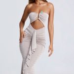 Hardware Detail Cut-Out Midaxi Dress in Sky Grey - Image 5