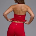 Define Luxe High-Waist Mini Shorts in Cherry Red - Image 3