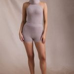 Ribbed-Knit Shorts in Taupe - Image 6