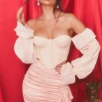 Satin Frill Mini Skirt in Blush