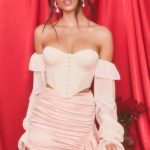 Satin Frill Mini Skirt in Blush - Image 2