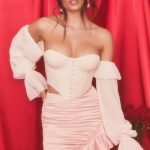 Satin Frill Mini Skirt in Blush - Image 3