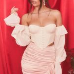 Satin Frill Mini Skirt in Blush - Image 4