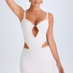 Ruffle-Appliqu?? Cut-Out Mini Dress in White