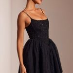 Embellished Corset Tulle Skirt Mini Dress in Black - Image 3