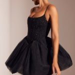 Embellished Corset Tulle Skirt Mini Dress in Black - Image 8
