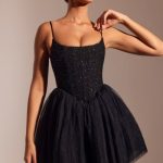 Embellished Corset Tulle Skirt Mini Dress in Black - Image 10