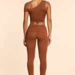 Petite Mid Rise Modal Cashmere Blend Trousers in Chestnut Brown - Image 2