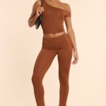 Petite Mid Rise Modal Cashmere Blend Trousers in Chestnut Brown - Image 4