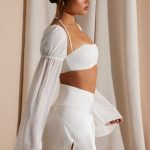 Panelled Flare Mini Skirt in White - Image 3