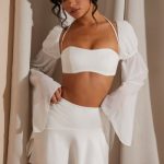 Panelled Flare Mini Skirt in White - Image 7