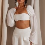 Panelled Flare Mini Skirt in White - Image 8