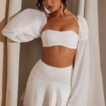 Panelled Flare Mini Skirt in White - Image 12