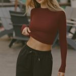 Ribbed Modal Long-Sleeve Top in Burgundy