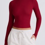 Ribbed Modal Long-Sleeve Top in Burgundy - Image 4