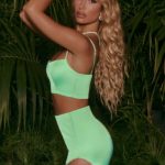 Asymmetric Side Split Mini Skirt in Mint - Image 2