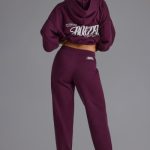Relaxed Mid-Rise Joggers in Grape - Image 2